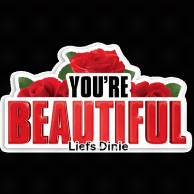 You're Beautiful Sign With Red Roses GIF