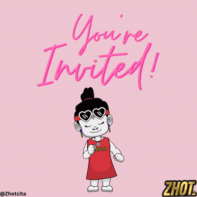 You're Invited Cartoon Girl Pink Background GIF