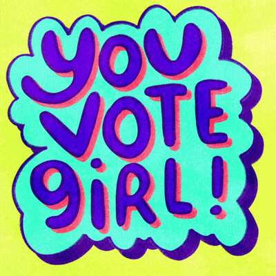 You Vote Girl Sticker On Yellow Background GIF
