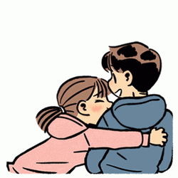 Young Boy And Girl Hug