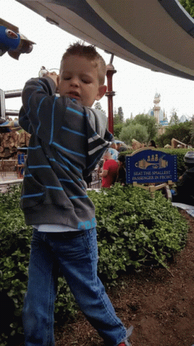 Young Boy At Disneyland Passenger Sign GIF