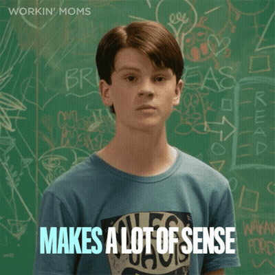 Young Boy Chalkboard Makes A Lot Of Sense GIF