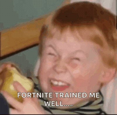 Young Boy Eating Apple Making Funny Face Playing Fortnite GIF