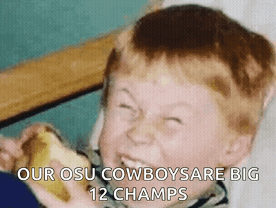 Young Boy Eating Banana Our OSU Cowboys Are Big 12 Champs GIF