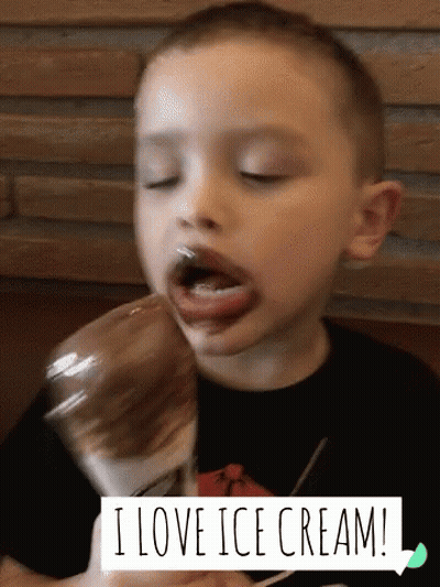 Young Boy Eating Ice Cream Saying I Love Ice Cream GIF