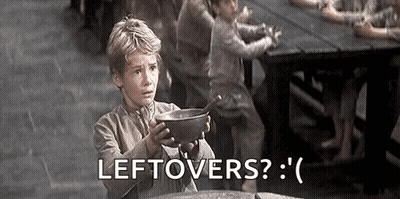 Young Boy Holding Bowl Of Food Asking Leftovers GIF