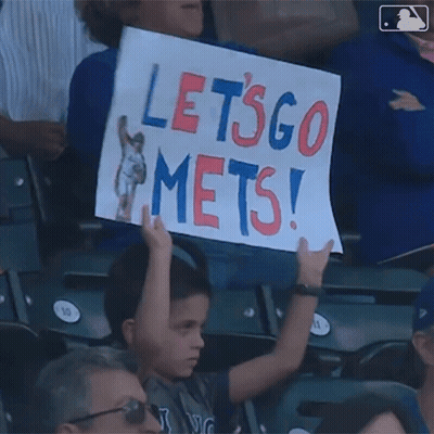 Young Boy Holding Lets Go Mets Sign GIF