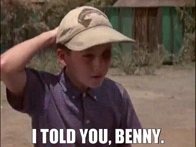 Young Boy In Baseball Cap Saying I Told You Benny GIF