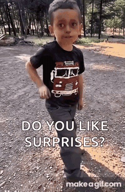 Young Boy In Black Shirt With Fire Truck Standing In Dirt GIF