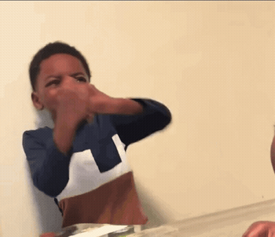 Young Boy In Blue And White Shirt Laughing GIF