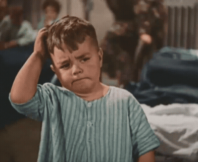 Young Boy In Blue And White Striped Shirt Scratching Head GIF