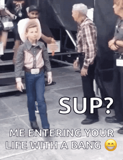 Young Boy In Cowboy Outfit Man In Plaid Saying Sup GIF