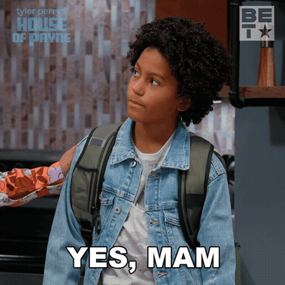 Young Boy In Denim Jacket Says Yes Mam GIF