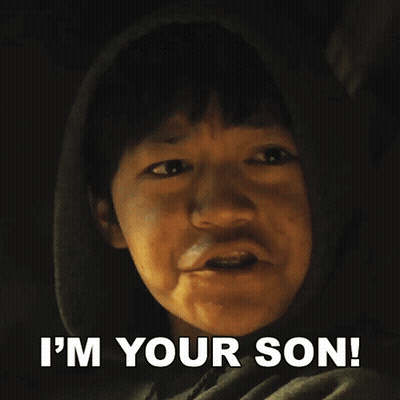 Young Boy In Hooded Sweatshirt Says I'm Your Son GIF
