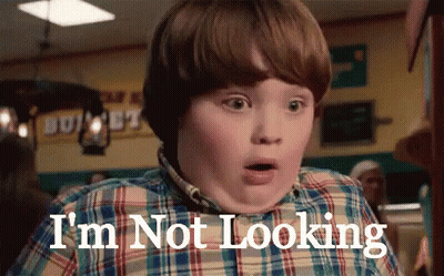 Young Boy In Plaid Shirt Saying I'm Not Looking GIF