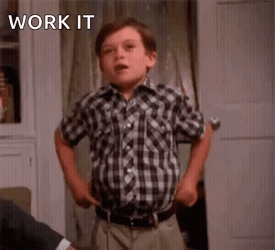 Young Boy In Plaid Shirt Saying Work It GIF