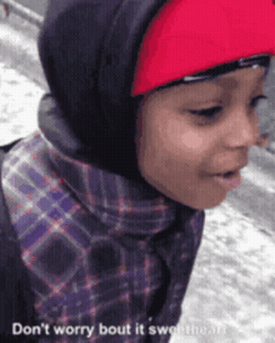 Young Boy In Red Hat And Plaid Shirt Says Don't Worry Bout It Sweetheart GIF