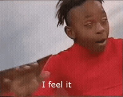 Young Boy In Red Shirt Making Funny Face Saying I Feel It GIF