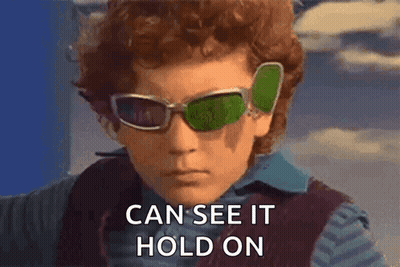 Young Boy In Sunglasses And Vest Says Can See It Hold On GIF