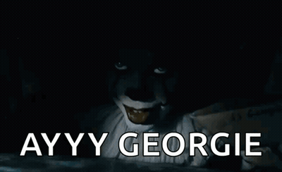 Young Boy In Yellow Raincoat Saying Ayyy Georgie GIF