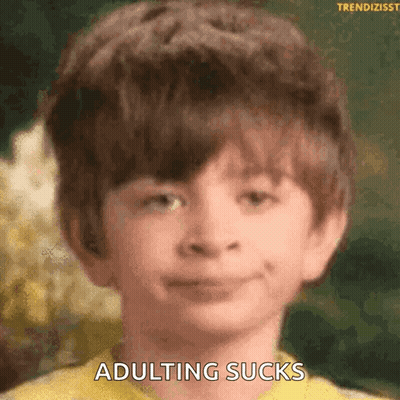 Young Boy In Yellow Shirt Saying Adulting Sucks GIF
