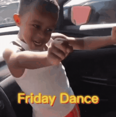 Young Boy Pointing Friday Dance GIF