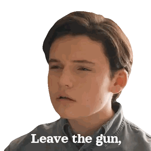 Young Boy Saying Leave The Gun Sticker