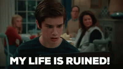 Young Boy Sitting At Laptop My Life Is Ruined GIF