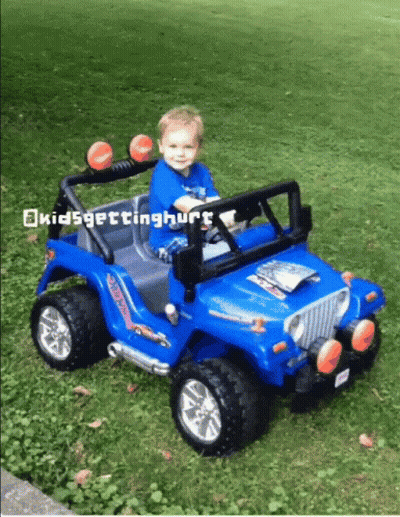 Young Boy Sitting In Blue Jeep Kidsgettinghurt GIF