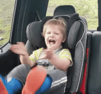 Young Boy Sitting In Car Seat Mouth Open GIF