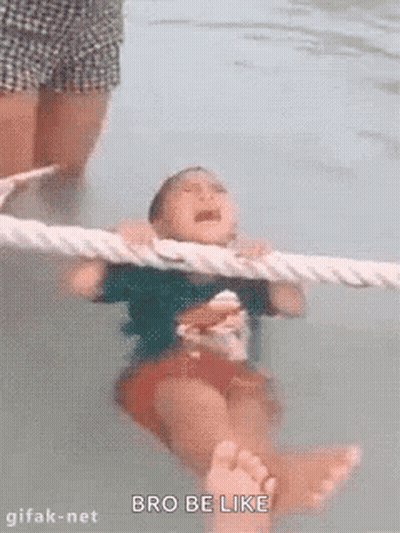 Young Boy Swimming In Pool Crying GIF