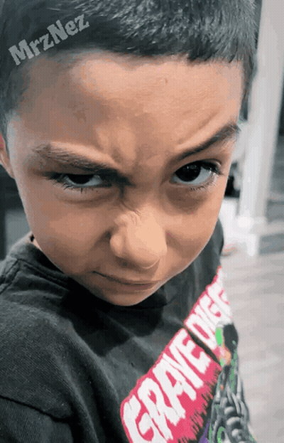 Young Boy Wearing Grave Digger Shirt GIF