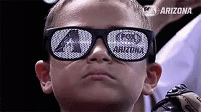 Young Boy With Logo Sunglasses Looking Up GIF