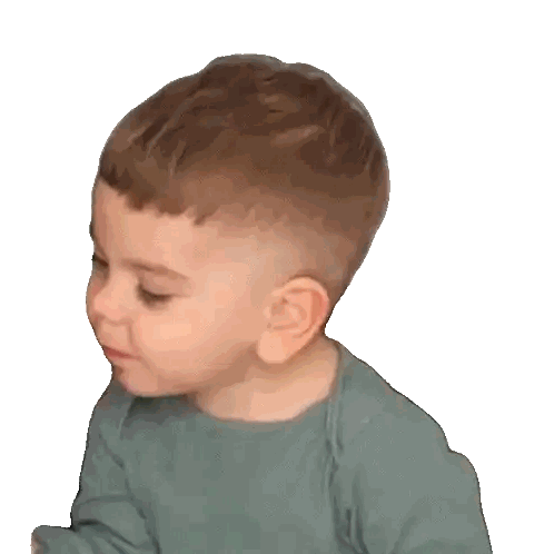 Young Boy With Shaved Head In Grey Shirt Sticker