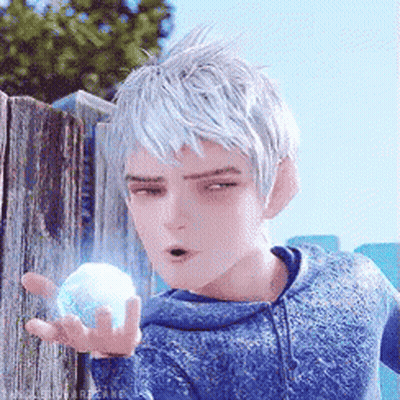 Young Boy With White Hair Holding Blue Ball GIF