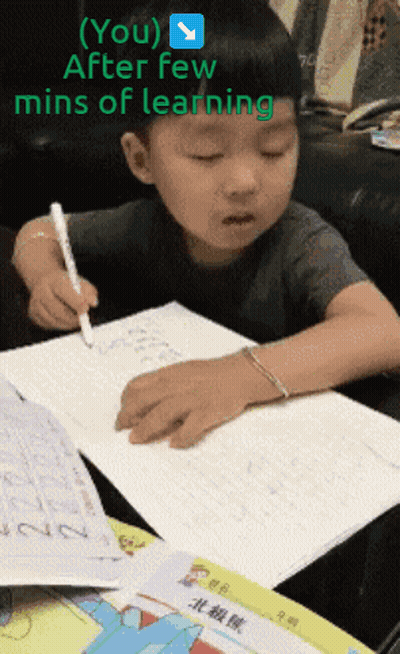 Young Boy Writing You After Few Mins Of Learning GIF
