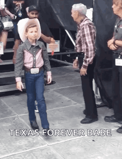 Young Cowboy Boy Next To Man Texas Forever Babe GIF