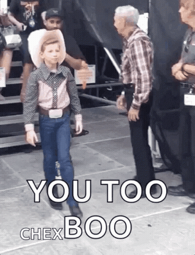 Young Cowboy Telling Man You Too Chex Boo GIF