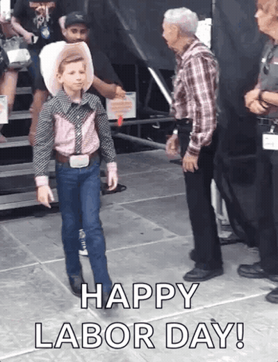 Young Cowboy Walking Stage Happy Labor Day GIF
