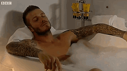 Young David Beckham Relaxes In Bubble Bath GIF
