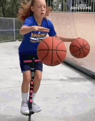 Young Girl Bouncing The Basket Ball GIF