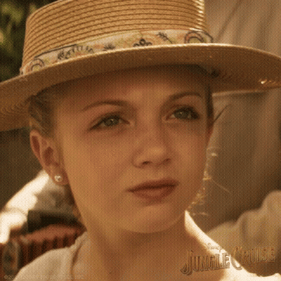 Young Girl In Straw Hat With Jungle Cruise GIF