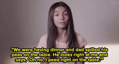 Young Girl Sitting At Table With Quote GIF