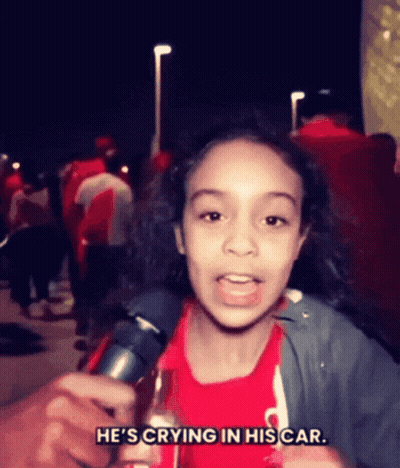 Young Girl Talking Into Microphone Saying He's Crying In His Car GIF