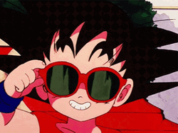 Young Goku Peace With Sunglasses