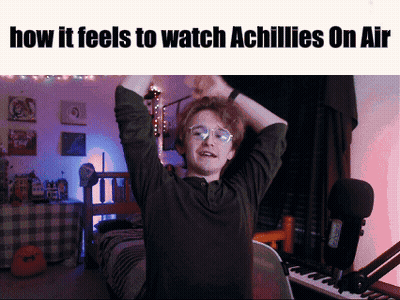 Young Man Arms Outstretched At Keyboard How It Feels To Watch Achilles On Air GIF