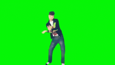 Young Man Dancing In Front Of Green Screen GIF