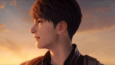 Young Man Face With Sunset Background GIF