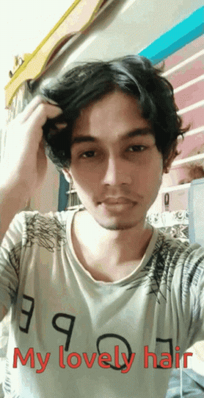 Young Man Holding Hair Saying My Lovely Hair GIF
