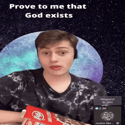 Young Man Holding Ritz Crackers Says Prove To Me That God Exists GIF